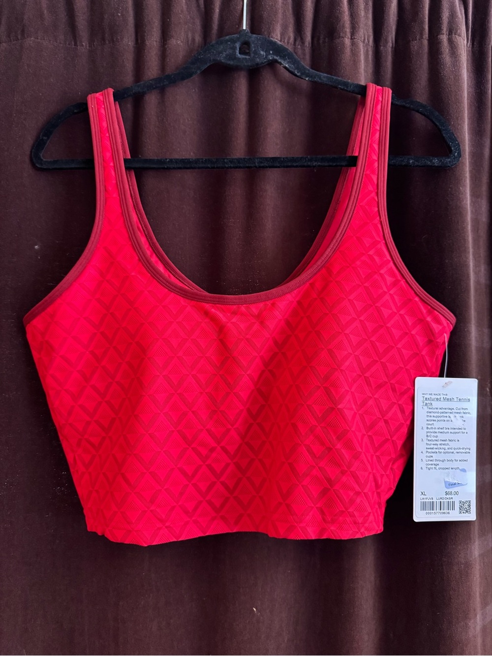 NWT Lululemon Textured Mesh Tennis Tank XL